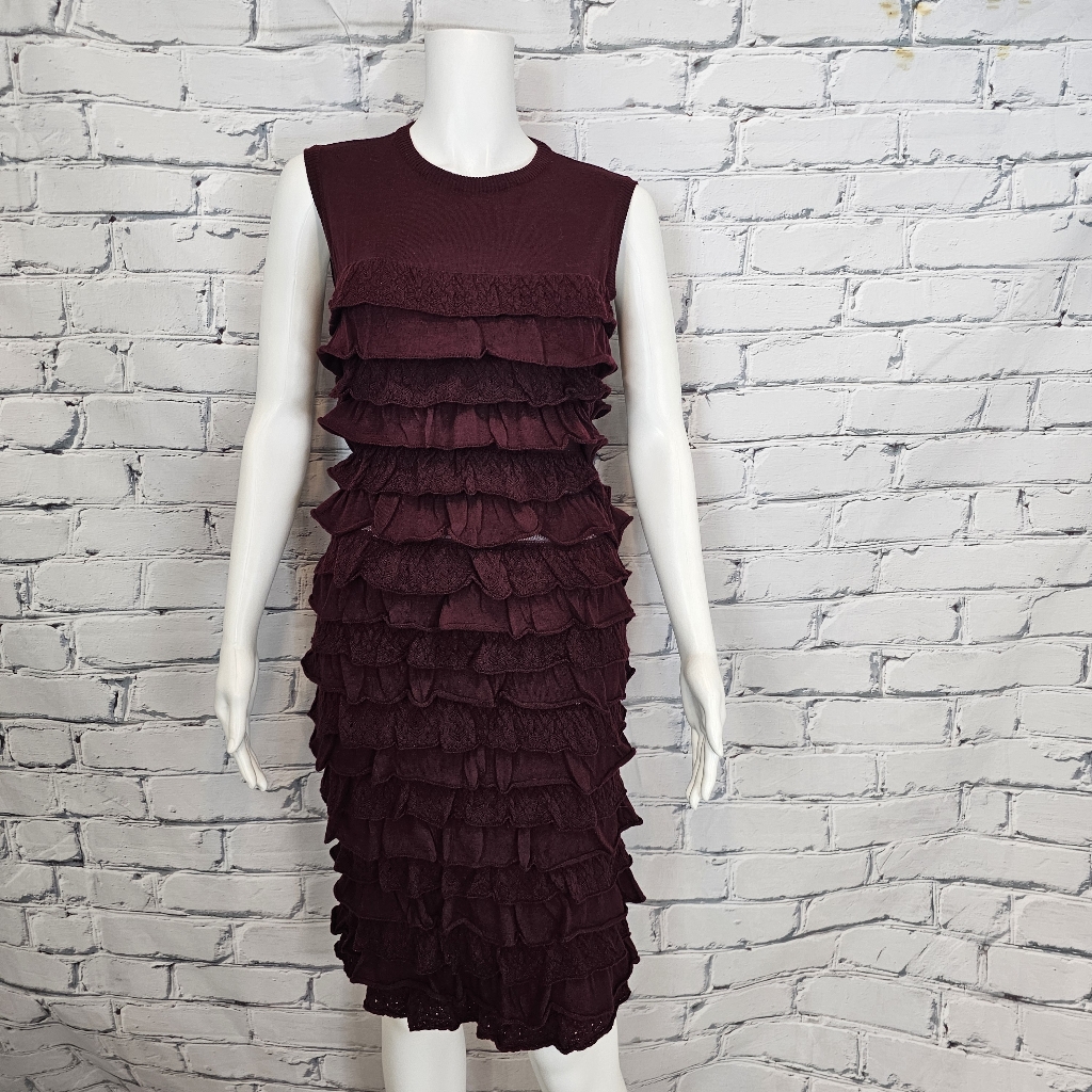 Philosophy Di Lorenzo Serafini Red Wool Ruffle Dress